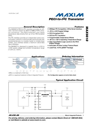 MAX6618 datasheet - PECI-to-I2C Translator