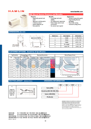 HSS-2G0-50W-L datasheet - Shock Sensor Features and Benefits