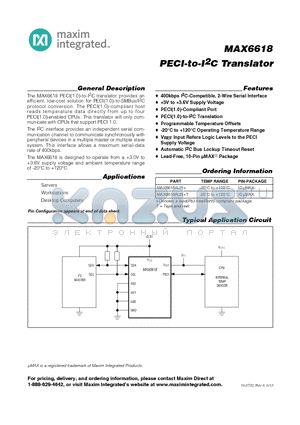 MAX6618 datasheet - PECI-to-I2C Translator
