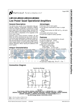 LM124AJ/883 datasheet - Low Power Quad Operational Amplifiers