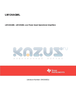 LM124AJRQMLV datasheet - LM124AQML LM124QML Low Power Quad Operational Amplifiers