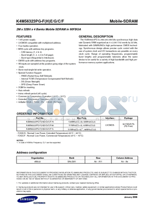 K4M56323PG-FHC/F90 datasheet - 2M x 32Bit x 4 Banks Mobile SDRAM in 90FBGA