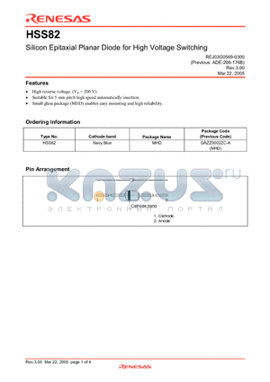 HSS82 datasheet - Silicon Epitaxial Planar Diode for High Voltage Switching