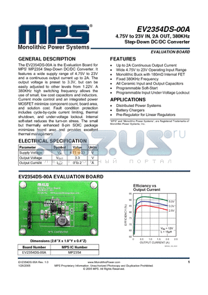 MP2354 datasheet - 4.75V to 23V IN, 2A OUT, 380KHz Step-Down DC/DC Converter