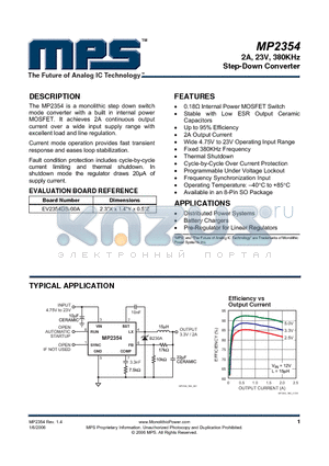 MP2354 datasheet - 2A, 23V, 380KHz Step-Down Converter