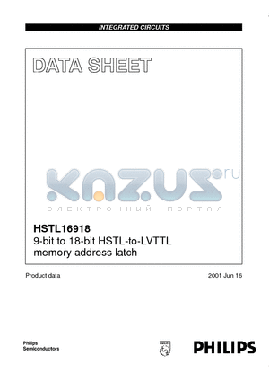 HSTL16918 datasheet - 9-bit to 18-bit HSTL-to-LVTTL memory address latch