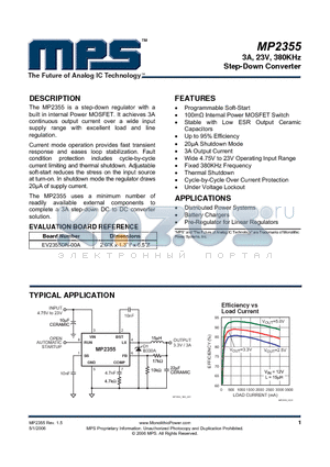 MP2355_06 datasheet - 3A, 23V, 380KHz Step-Down Converter