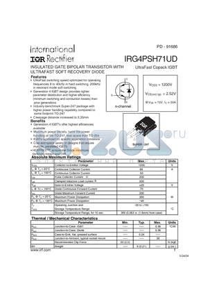 IRG4PSH71UD datasheet - INSULATED GATE BIPOLAR TRANSISTOR WITH