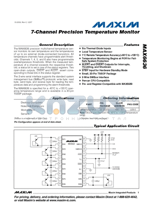 MAX6636 datasheet - 7-Channel Precision Temperature Monitor