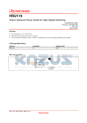 HSU119 datasheet - Silicon Epitaxial Planar Diode for High Speed Switching