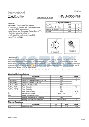 IRGB4055PBF datasheet - Advanced Trench IGBT Technology