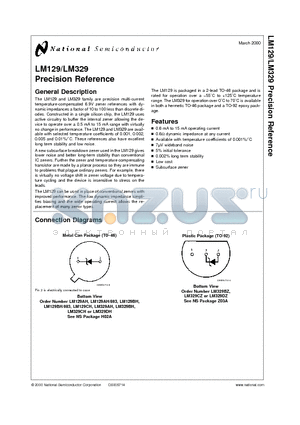 LM129 datasheet - Precision Reference
