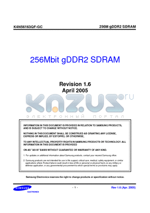 K4N56163QF datasheet - 256Mbit gDDR2 SDRAM