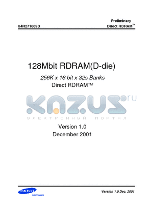 K4R271669D datasheet - 128Mbit RDRAM(D-die)