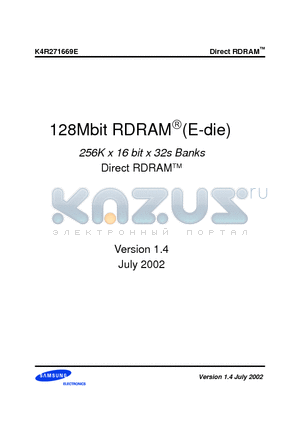 K4R271669E datasheet - 128Mbit RDRAM(E-die)