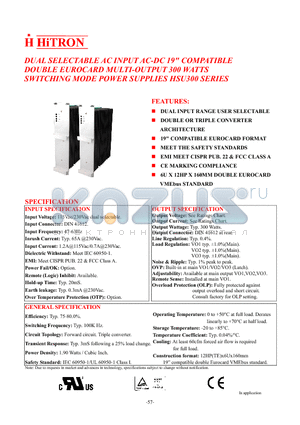 HSU300-32 datasheet - DUAL SELECTABLE AC INPUT AC-DC 19