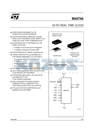 M48TPC1TR datasheet - 5V PC REAL TIME CLOCK