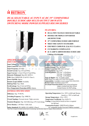 HSU300-T033II datasheet - DUAL SELECTABLE AC INPUT AC-DC 19