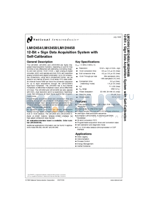 LM12H458CIVF datasheet - 12-Bit  Sign Data Acquisition System with Self-Calibration