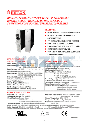 HSU360-T050MI datasheet - DUAL SELECTABLE AC INPUT AC-DC 19