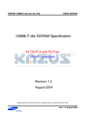 K4S280432F-UC75 datasheet - 128Mb F-die SDRAM Specification 54 TSOP-II with Pb-Free (RoHS compliant)
