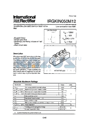 IRGKIN050M12 datasheet - CHOPPER LOW SIDE SWITCH IGBT INTAPAK