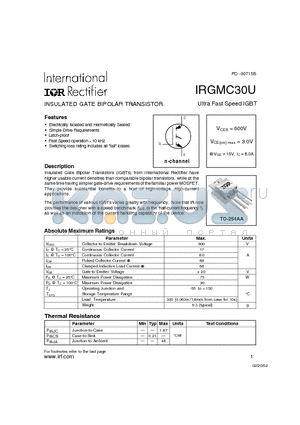 IRGMC30U datasheet - INSULATED GATE BIPOLAR TRANSISTOR
