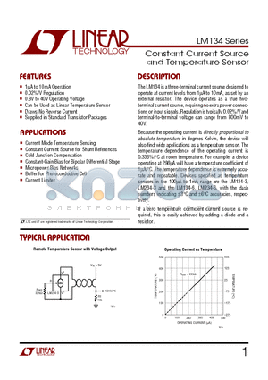 LM134H datasheet - Constant Current Source and Temperature Sensor