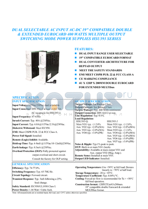 HSU393-Q033EII datasheet - DUAL SELECTABLE AC INPUT AC-DC 19