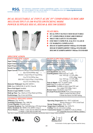 HSU45-11 datasheet - DUAL INPUT RANGE USER SELECTABLE