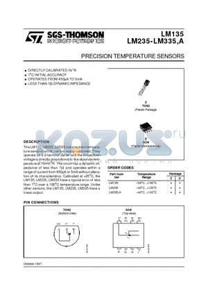 LM135 datasheet - PRECISION TEMPERATURE SENSORS