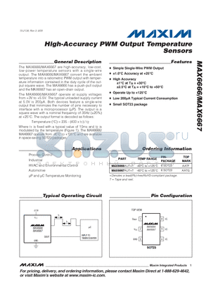 MAX6666 datasheet - High-Accuracy PWM Output Temperature Sensors