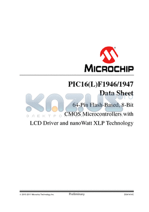 PIC16LF1946 datasheet - 64-Pin Flash-Based, 8-Bit CMOS Microcontrollers with LCD Driver and nanoWatt XLP Technology