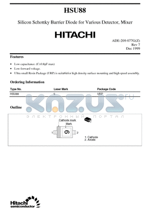 HSU88 datasheet - Silicon Schottky Barrier Diode for Various Detector, Mixer