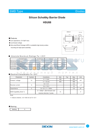 HSU88 datasheet - Silicon Schottky Barrier Diode