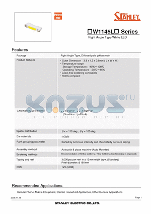 HSW1145LT datasheet - Right Angle Type White LED