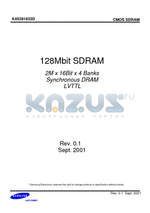 K4S281632D-TC/L55 datasheet - 128Mbit SDRAM 2M x 16Bit x 4 Banks Synchronous DRAM LVTTL