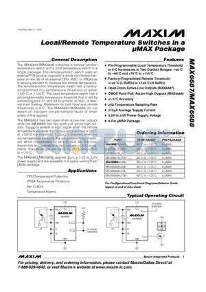 MAX6688AU40H datasheet - Local/Remote Temperature Switches in a lMAX Package