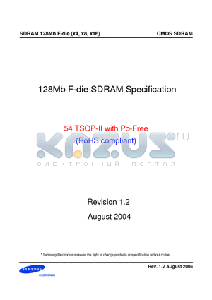 K4S281632F-UC75 datasheet - 128Mb F-die SDRAM Specification 54 TSOP-II with Pb-Free (RoHS compliant)