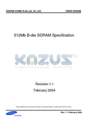 K4S510432B-TC datasheet - 512Mb B-die SDRAM Specification