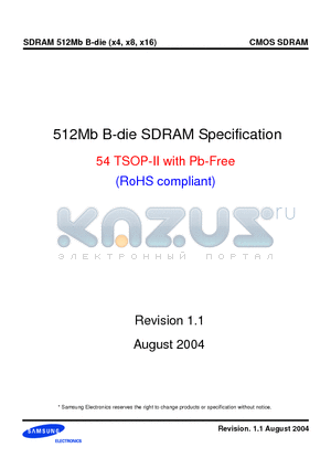 K4S510432B-UC datasheet - 512Mb B-die SDRAM Specification