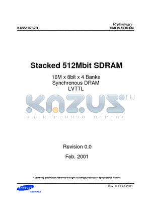 K4S510732B datasheet - Stacked 512Mbit SDRAM