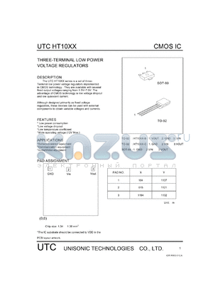 HT10XX datasheet - THREE-TERMINAL LOW POWER VOLTAGE REGULATORS