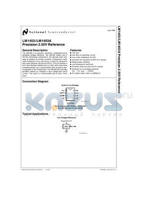 LM1403AN datasheet - Precision 2.50V Reference