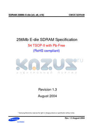 K4S560432E-UC datasheet - 256Mb E-die SDRAM Specification 54 TSOP-II with Pb-Free (RoHS compliant)