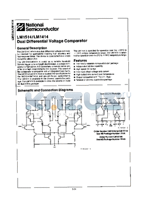 LM1414 datasheet - Dual Differential Voltage Comparator