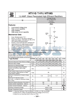 HT13G datasheet - 1.0 AMP. Glass Passivated High Efficient Rectifiers