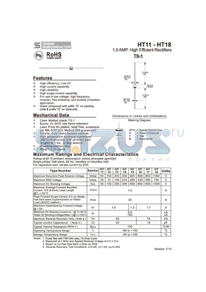 HT15 datasheet - 1.0 AMP. High Efficient Rectifiers