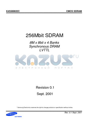 K4S560832C-TC/L75 datasheet - 256Mbit SDRAM 8M x 8bit x 4 Banks Synchronous DRAM LVTTL
