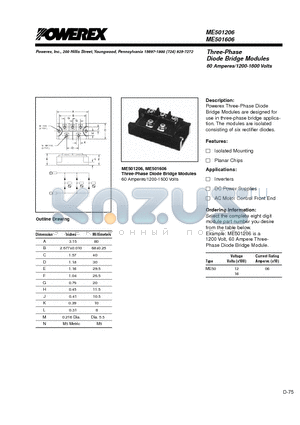 ME501606 datasheet - Three-Phase Diode Bridge Modules (60 Amperes/1200-1600 Volts)